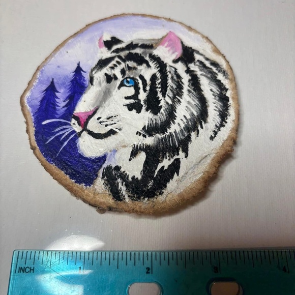 White tiger wood coaster